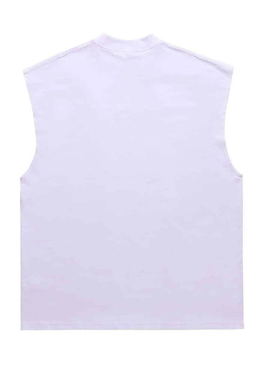 Creepy face sleeveless t-shirt retro tank top surfer vest
