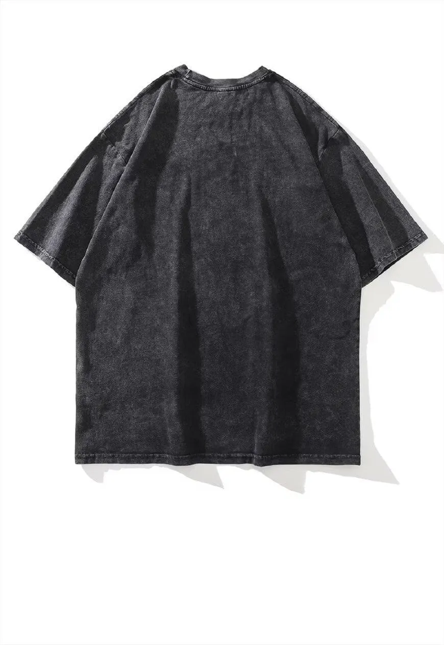Doll print t-shirt horror movie tee creep top vintage grey