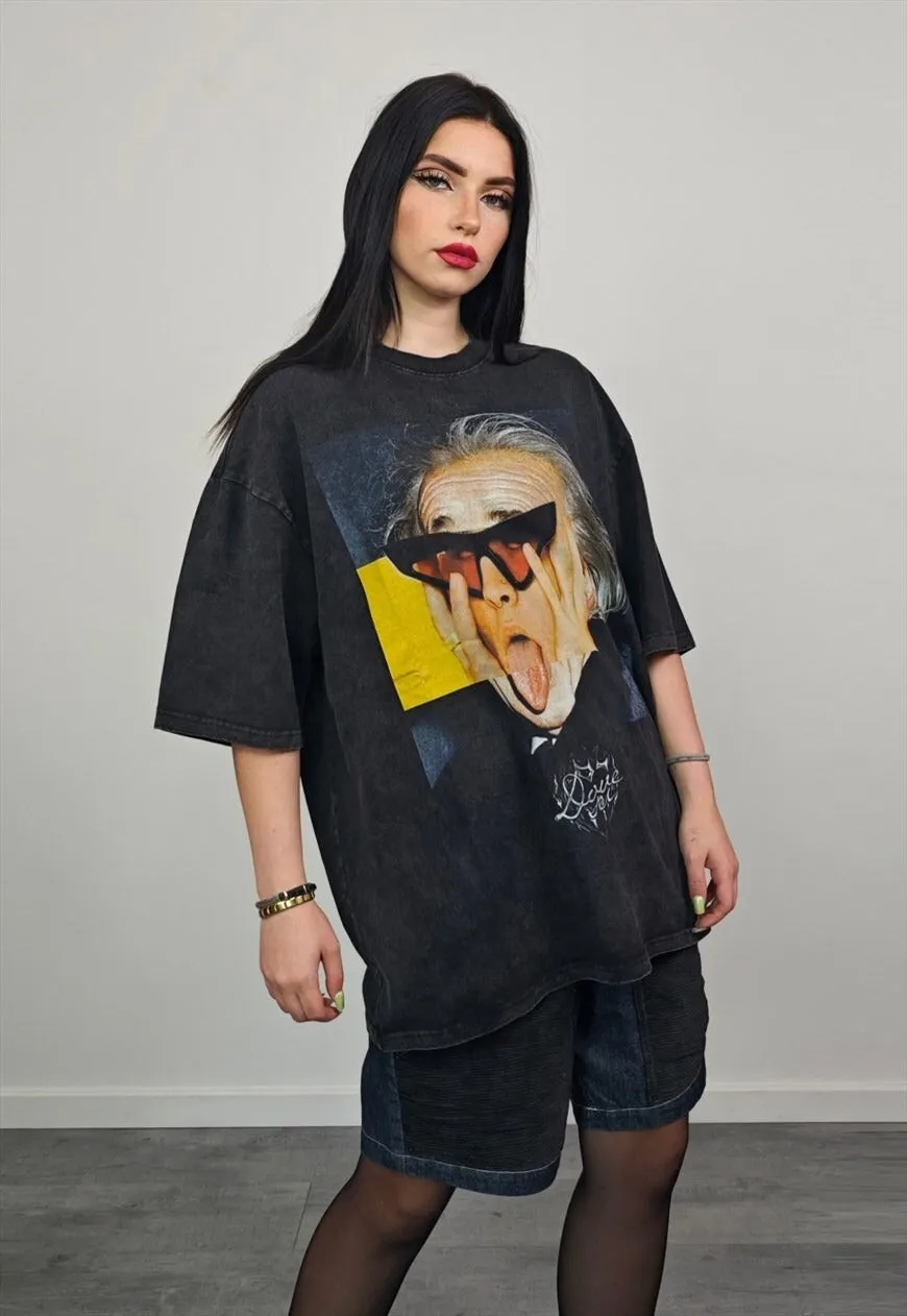 Einstein t-shirt crazy professor tee retro raver top vintage