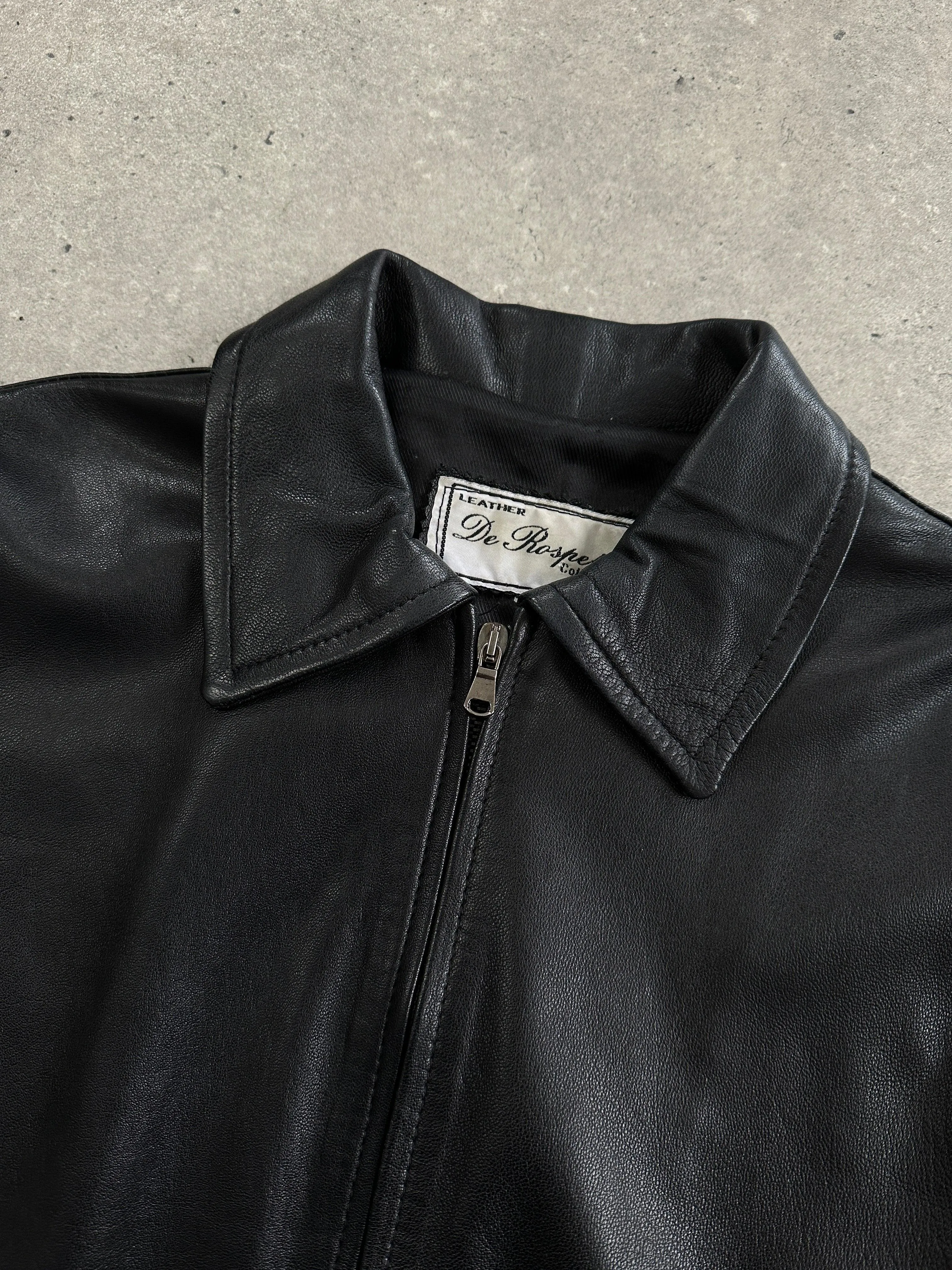 Italian Vintage Smooth Leather Double Zip Jacket - M