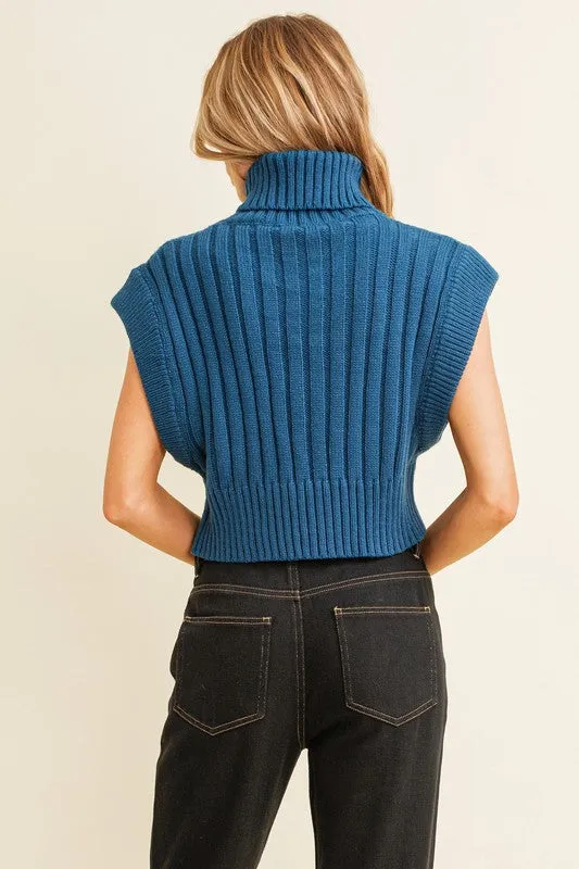 Rib Knit Turtleneck Vest