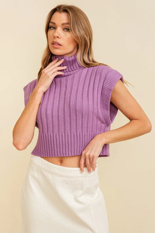 Rib Knit Turtleneck Vest