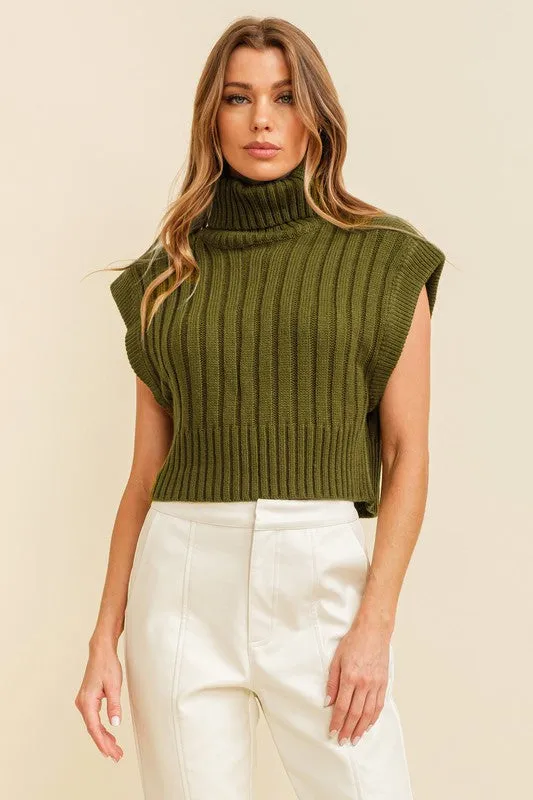Rib Knit Turtleneck Vest