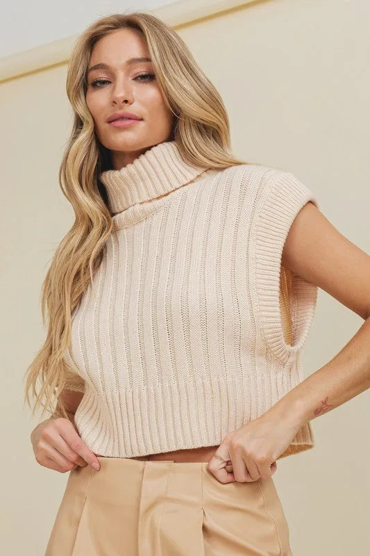 Rib Knit Turtleneck Vest