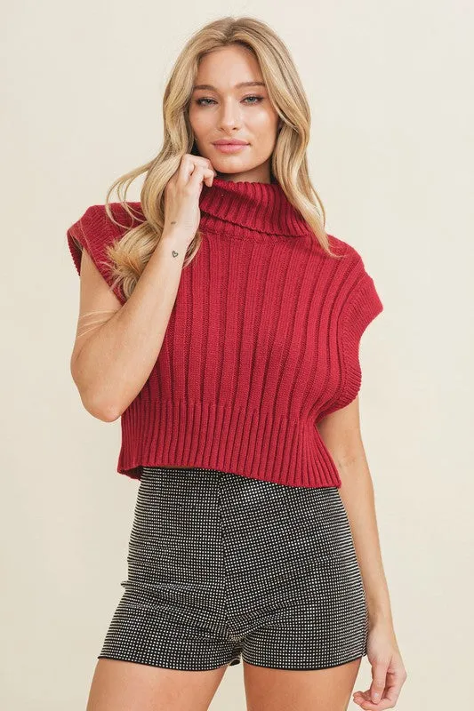Rib Knit Turtleneck Vest