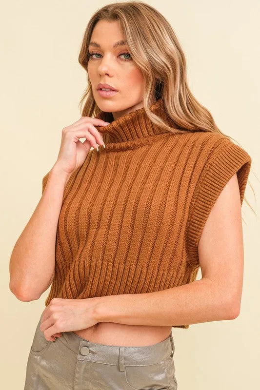 Rib Knit Turtleneck Vest