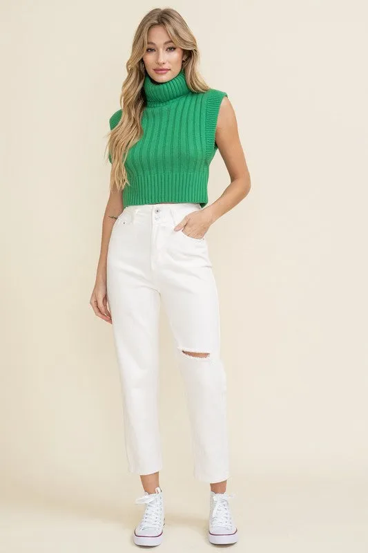 Rib Knit Turtleneck Vest