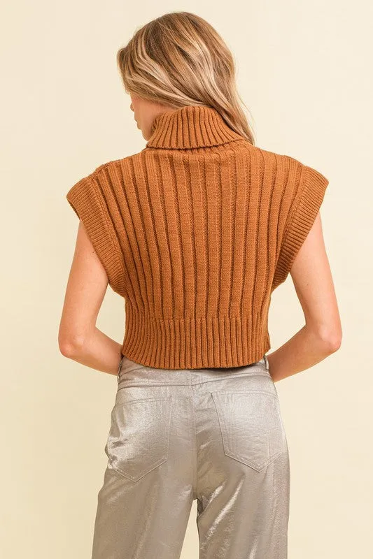 Rib Knit Turtleneck Vest