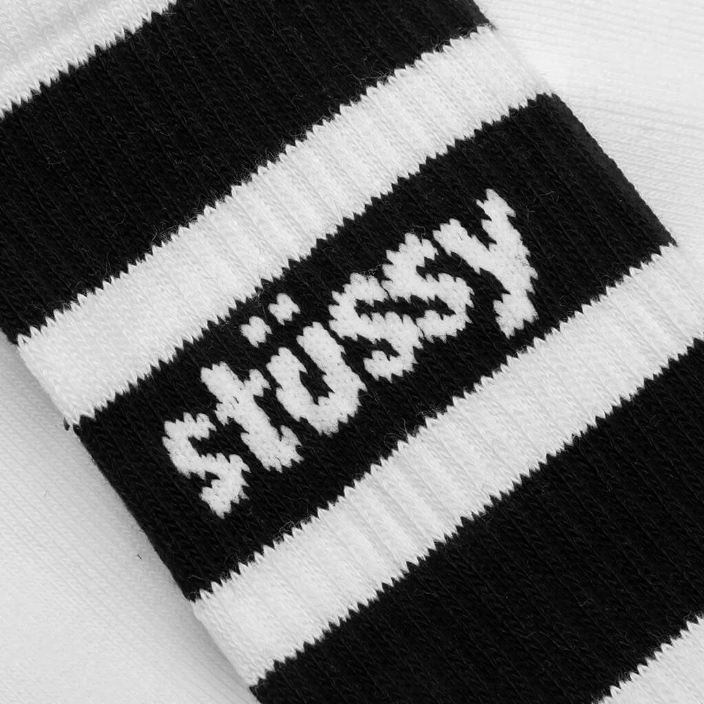 Stripe Crew Socks - White/Black