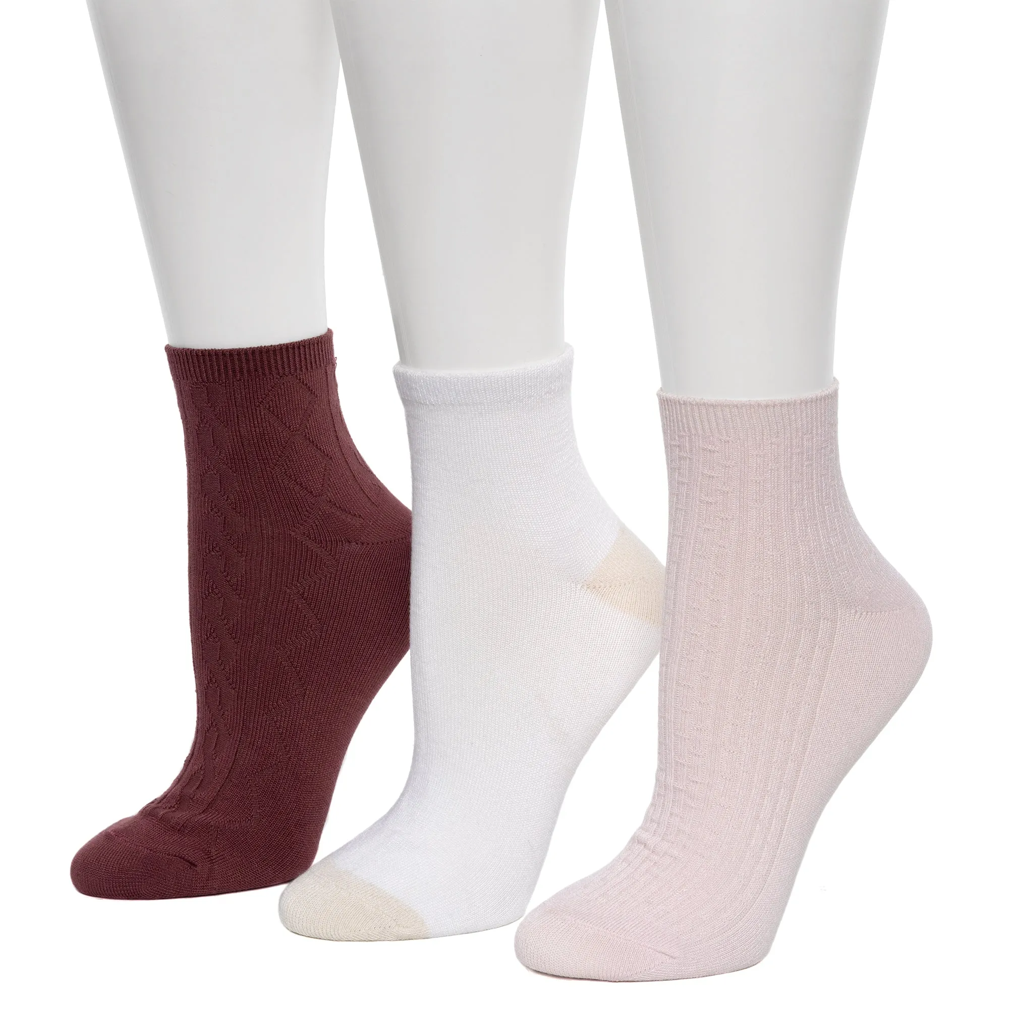 Vertical Texture Anklet Sock 3 Pack