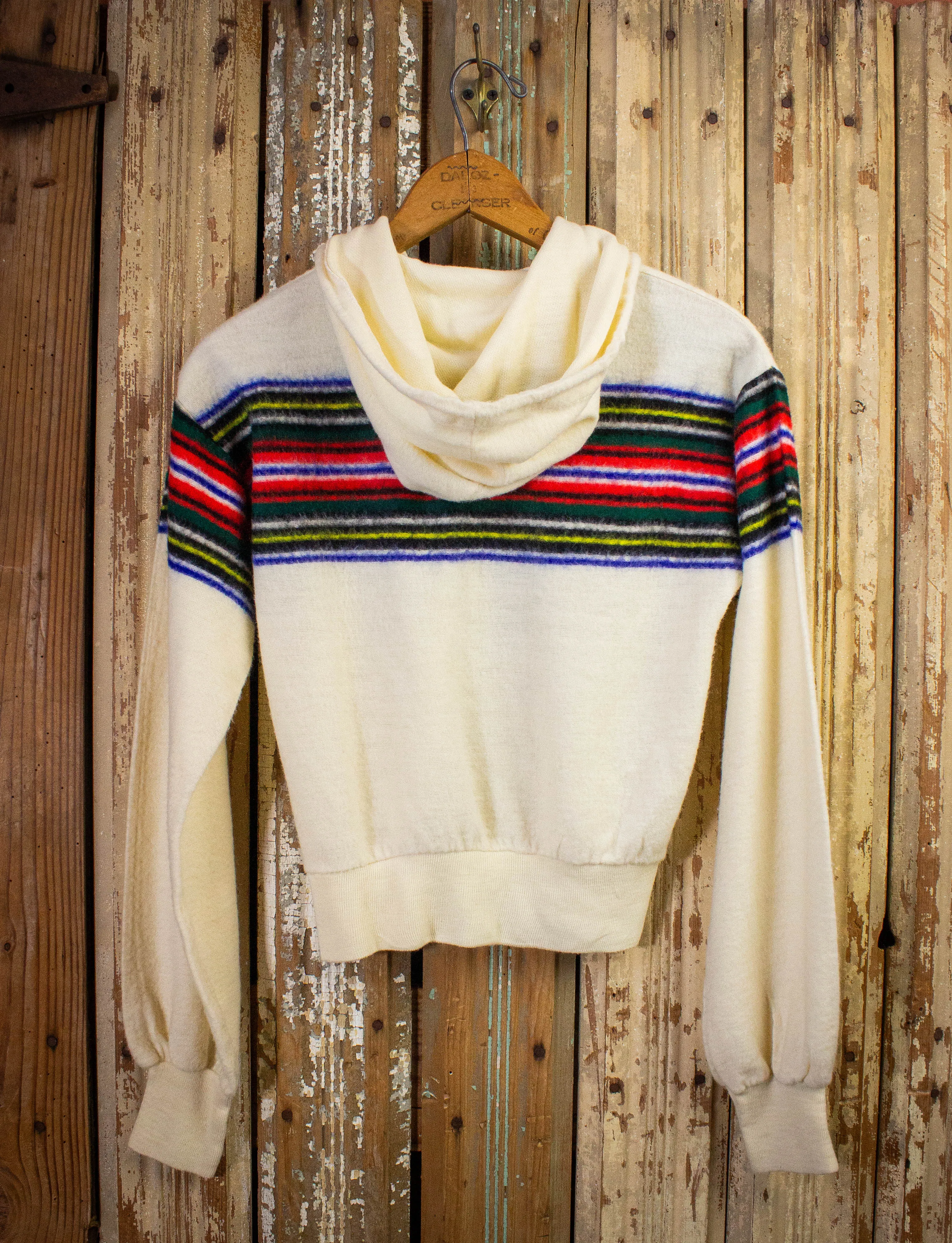 Vintage Women's Banand Striped Henley Hoodie Sweater 70s